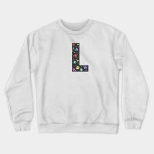 L letter with colorful paw print Crewneck Sweatshirt